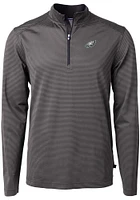 Cutter and Buck Philadelphia Eagles Mens Black Virtue Eco Pique Micro Stripe Long Sleeve Qtr Zip P..