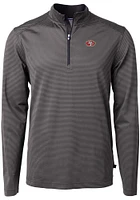 Cutter and Buck San Francisco 49ers Mens Black Virtue Eco Pique Micro Stripe Long Sleeve Qtr Zip P..
