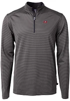Cutter and Buck Tampa Bay Buccaneers Mens Black Virtue Eco Pique Micro Stripe Long Sleeve Qtr Zip..