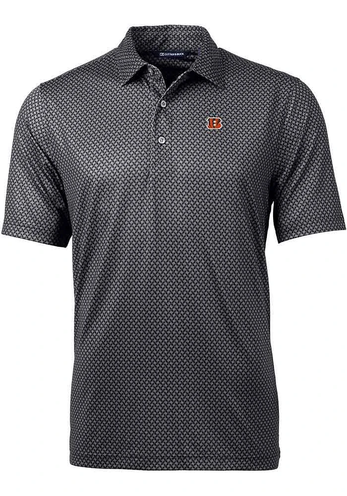 Cutter and Buck Cincinnati Bengals Mens Black Pike Banner Short Sleeve Polo