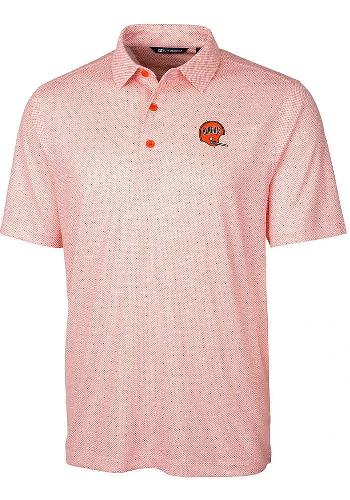 Cutter and Buck Cincinnati Bengals Orange Historic Pike Double Dot Big Tall Polo