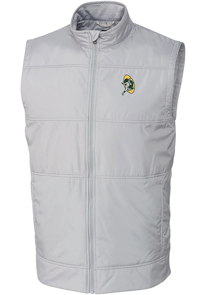 Cutter and Buck Green Bay Packers Big Tall Grey Historic Stealth Mens Vest
