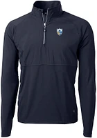 Cutter and Buck Los Angeles Chargers Mens Navy Blue Historic Adapt Eco Hybrid Long Sleeve Qtr Zip..