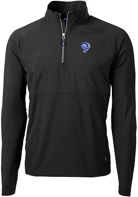 Cutter and Buck Los Angeles Rams Mens Historic Adapt Eco Hybrid Long Sleeve Qtr Zip Pullover