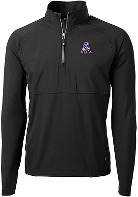 Cutter and Buck New England Patriots Mens Black Historic Adapt Eco Hybrid Long Sleeve Qtr Zip Pull..