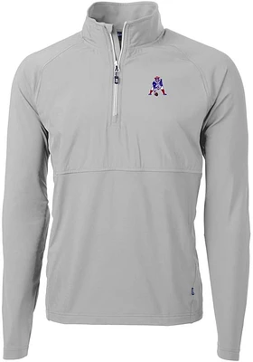 Cutter and Buck New England Patriots Mens Historic Adapt Eco Hybrid Long Sleeve Qtr Zip Pullo