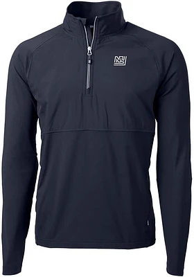 Cutter and Buck New York Giants Mens Navy Blue Historic Adapt Eco Hybrid Long Sleeve Qtr Zip Pullo..