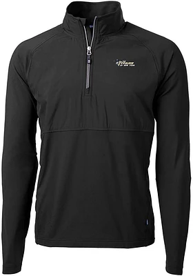 Cutter and Buck New York Jets Mens Black Historic Adapt Eco Hybrid Long Sleeve Qtr Zip Pullover