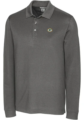 Cutter and Buck Green Bay Packers Mens Grey Advantage Long Sleeve Polo Shirt