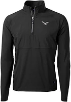 Cutter and Buck Philadelphia Eagles Mens Black Historic Adapt Eco Hybrid Long Sleeve Qtr Zip Pullo..