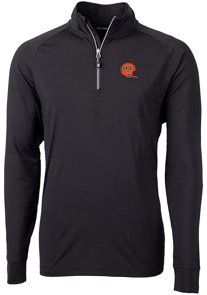 Cutter and Buck Cincinnati Bengals Mens Historic Adapt Eco Knit Long Sleeve Qtr Zip Pullover