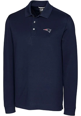 Cutter and Buck New England Patriots Mens Navy Blue Advantage Long Sleeve Polo Shirt
