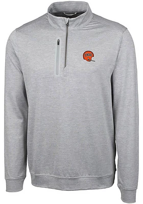 Cutter and Buck Cincinnati Bengals Mens Grey Historic Stealth Long Sleeve 1/4 Zip Pullover