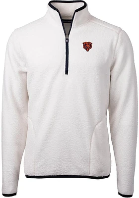 Cutter and Buck Chicago Bears Mens White Historic Cascade Sherpa Long Sleeve Qtr Zip Pullover