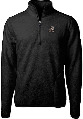 Cutter and Buck Cleveland Browns Mens Black Historic Cascade Sherpa Long Sleeve Qtr Zip Pullover