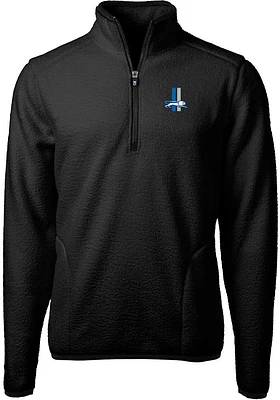 Cutter and Buck Detroit Lions Mens Black Historic Cascade Sherpa Long Sleeve Qtr Zip Pullover