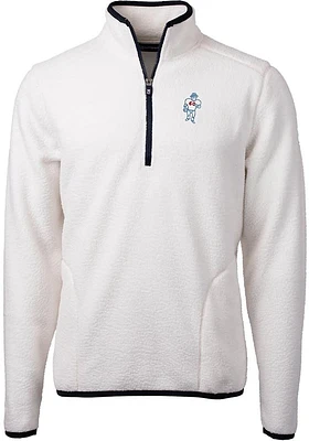 Cutter and Buck Houston Texans Mens White Historic Cascade Sherpa Long Sleeve Qtr Zip Pullover