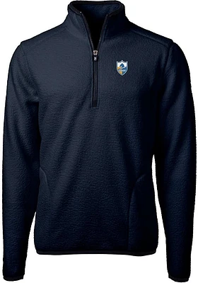 Cutter and Buck Los Angeles Chargers Mens Navy Blue Historic Cascade Sherpa Long Sleeve Qtr Zip Pu..