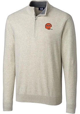 Cutter and Buck Cincinnati Bengals Mens Oatmeal Historic Lakemont Long Sleeve 1/4 Zip Pullover