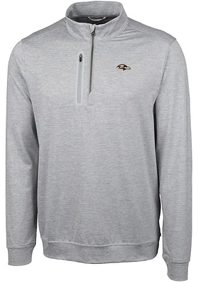 Cutter and Buck Baltimore Ravens Mens Grey Stealth Long Sleeve Qtr Zip Pullover
