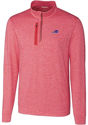 Cutter and Buck Buffalo Bills Mens Stealth Long Sleeve Qtr Zip Pullover