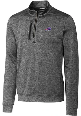 Cutter and Buck Buffalo Bills Mens Charcoal Stealth Long Sleeve Qtr Zip Pullover
