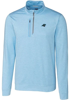 Cutter and Buck Carolina Panthers Mens Light Blue Stealth Long Sleeve Qtr Zip Pullover