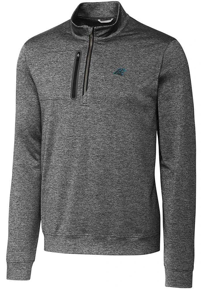 Cutter and Buck Carolina Panthers Mens Charcoal Stealth Long Sleeve Qtr Zip Pullover