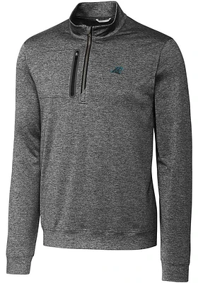 Cutter and Buck Carolina Panthers Mens Charcoal Stealth Long Sleeve Qtr Zip Pullover