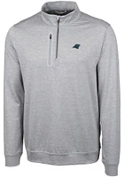Cutter and Buck Carolina Panthers Mens Grey Stealth Long Sleeve Qtr Zip Pullover