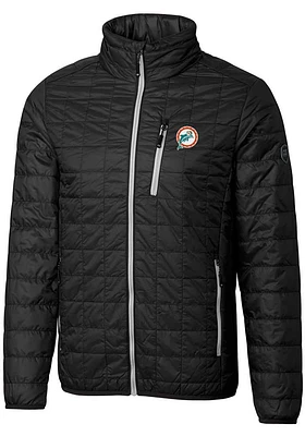 Cutter and Buck Miami Dolphins Mens Black Historic Rainier PrimaLoft Filled Jacket
