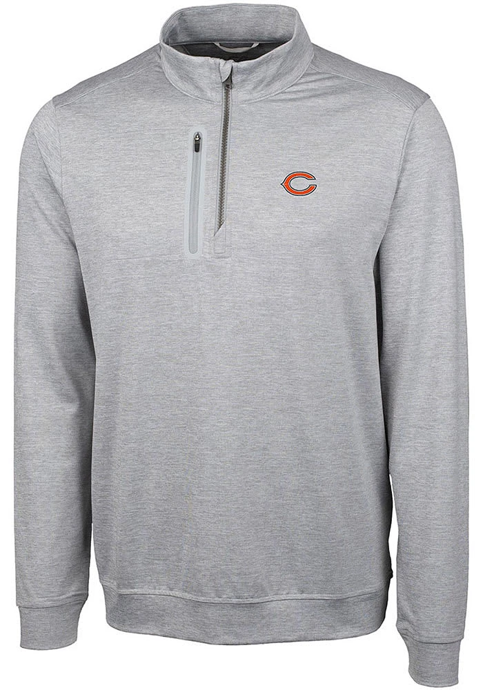 Cutter and Buck Chicago Bears Mens Grey Stealth Long Sleeve Qtr Zip Pullover