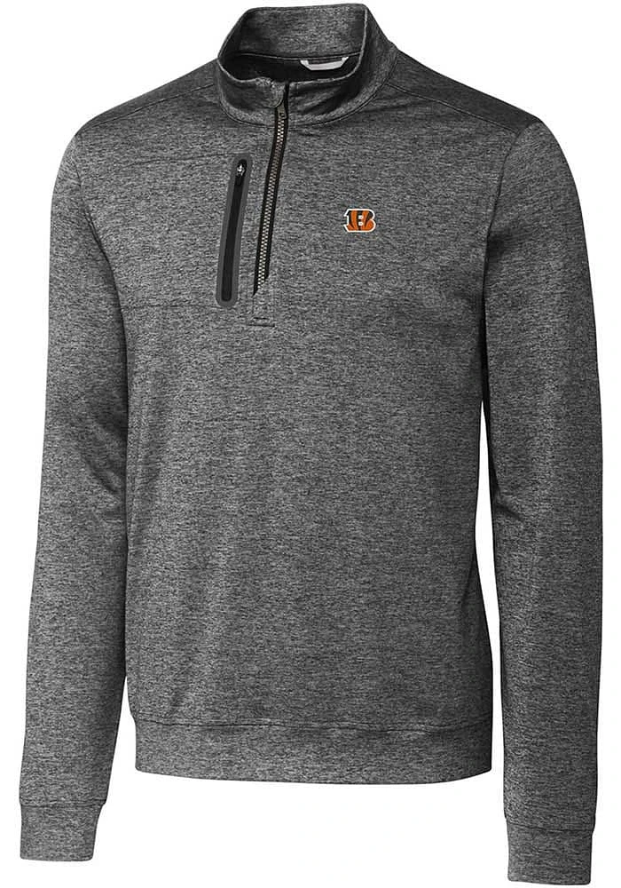 Cutter and Buck Cincinnati Bengals Mens Charcoal Stealth Long Sleeve 1/4 Zip Pullover