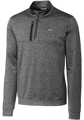 Cutter and Buck Denver Broncos Mens Charcoal Stealth Long Sleeve Qtr Zip Pullover