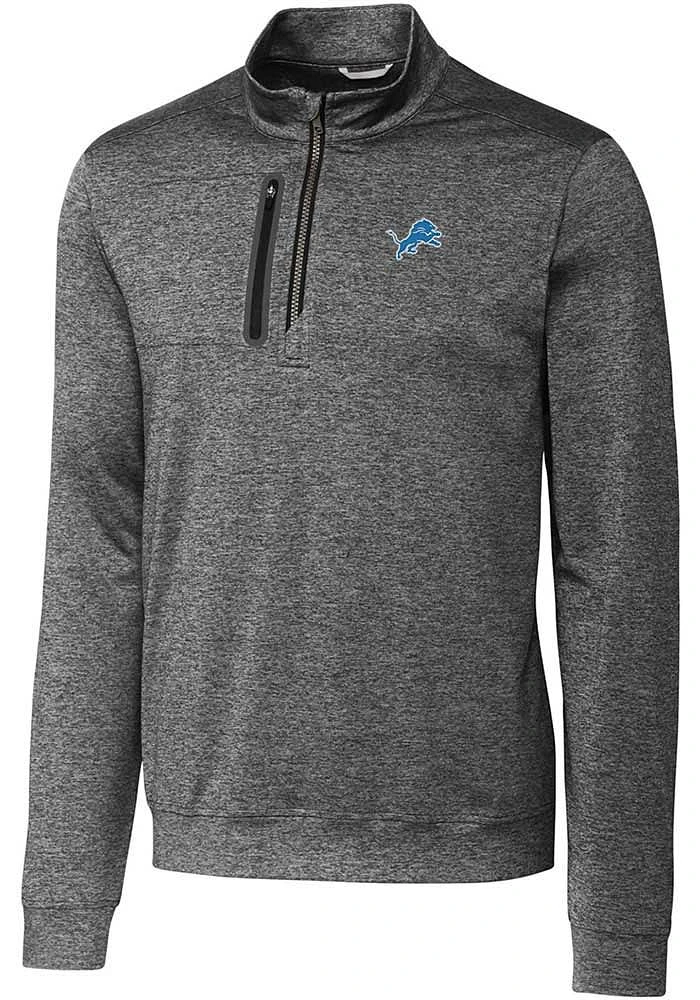 Cutter and Buck Detroit Lions Mens Charcoal Stealth Long Sleeve Qtr Zip Pullover