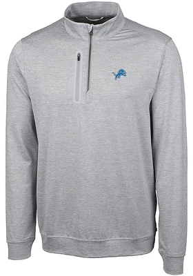 Cutter and Buck Detroit Lions Mens Grey Stealth Version Long Sleeve Qtr Zip Pullover