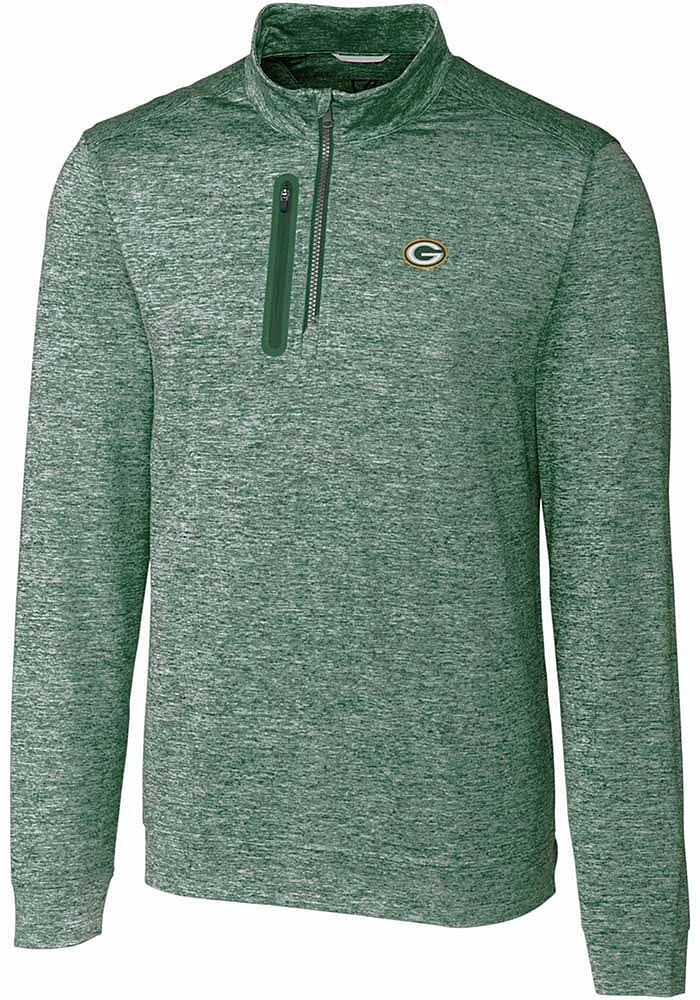 Cutter and Buck Green Bay Packers Mens Stealth Long Sleeve Qtr Zip Pullover