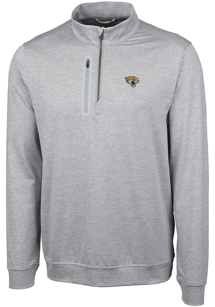 Cutter and Buck Jacksonville Jaguars Mens Grey Stealth Long Sleeve Qtr Zip Pullover