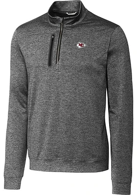 Cutter and Buck Kansas City Chiefs Mens Charcoal Stealth Long Sleeve Qtr Zip Pullover