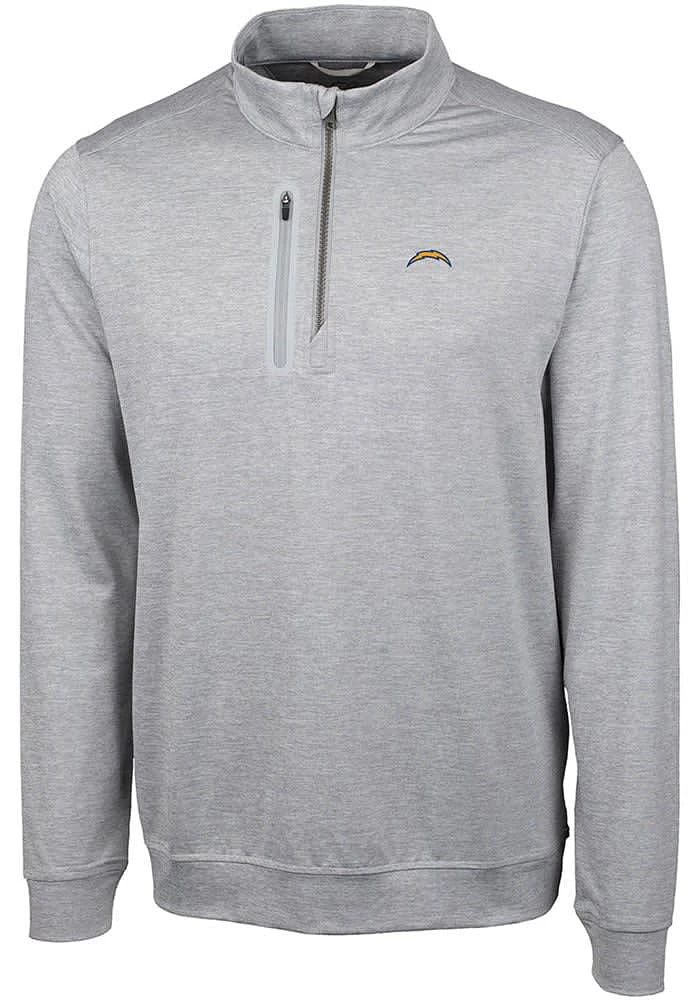 Cutter and Buck Los Angeles Chargers Mens Stealth Long Sleeve Qtr Zip Pullover