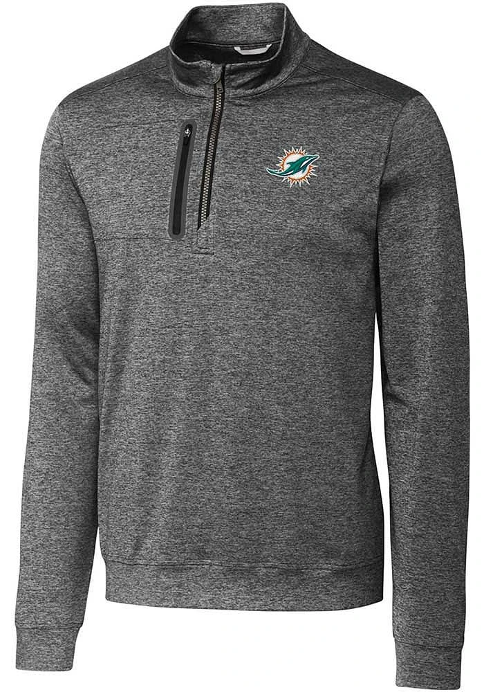 Cutter and Buck Miami Dolphins Mens Charcoal Stealth Long Sleeve Qtr Zip Pullover