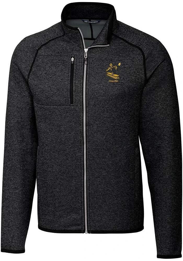 Cutter and Buck Pittsburgh Steelers Mens Charcoal Historic Mainsail Medium Weight Jacket