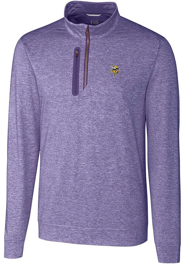 Cutter and Buck Minnesota Vikings Mens Stealth Long Sleeve Qtr Zip Pullover