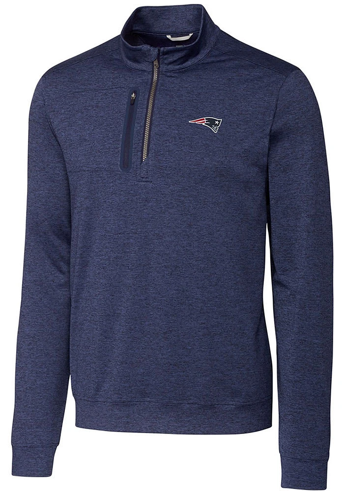 Cutter and Buck New England Patriots Mens Navy Blue Stealth Long Sleeve Qtr Zip Pullover