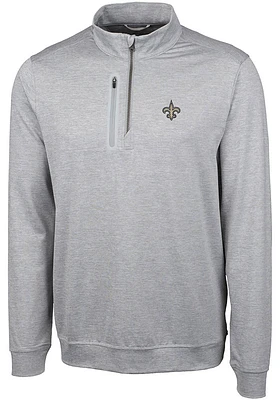 Cutter and Buck New Orleans Saints Mens Grey Stealth Long Sleeve Qtr Zip Pullover