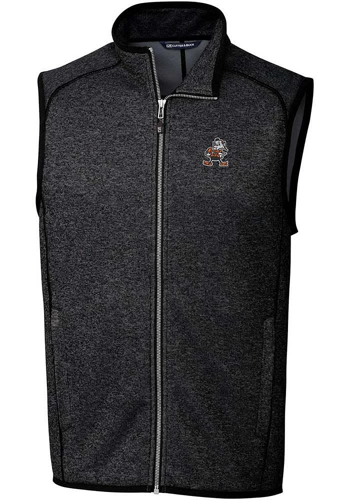 Cutter and Buck Cleveland Browns Mens Charcoal Historic Mainsail Sleeveless Jacket