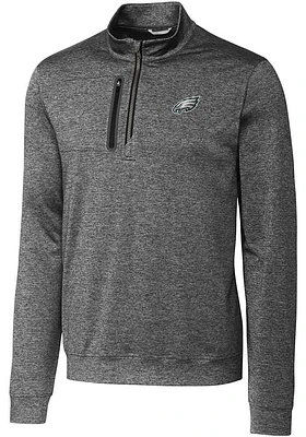 Cutter and Buck Philadelphia Eagles Mens Charcoal Stealth Long Sleeve Qtr Zip Pullover