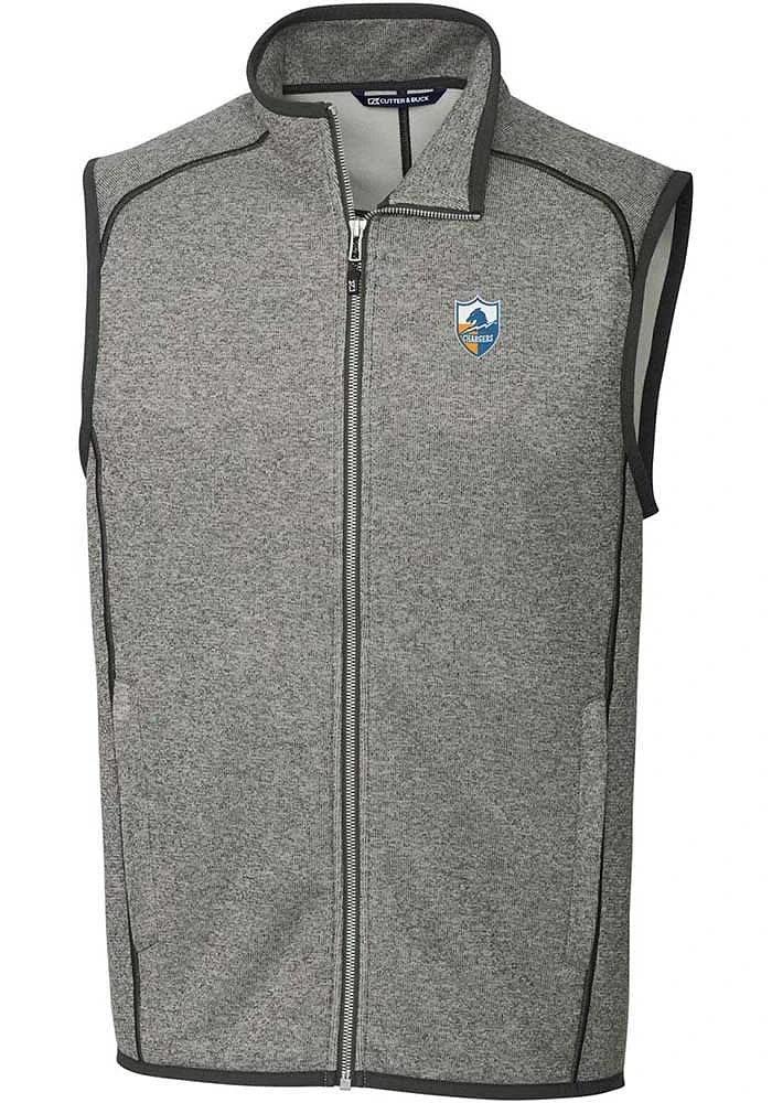 Cutter and Buck Los Angeles Chargers Mens Grey Historic Mainsail Sleeveless Jacket