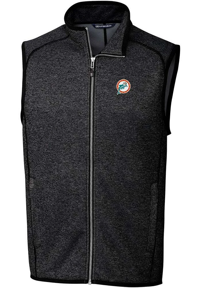 Cutter and Buck Miami Dolphins Mens Charcoal Historic Mainsail Sleeveless Jacket
