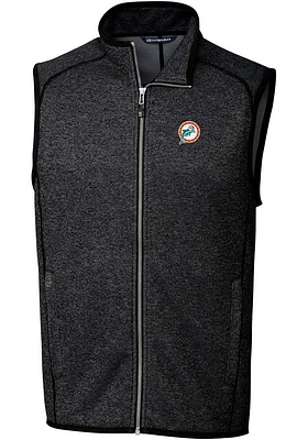 Cutter and Buck Miami Dolphins Mens Charcoal Historic Mainsail Sleeveless Jacket